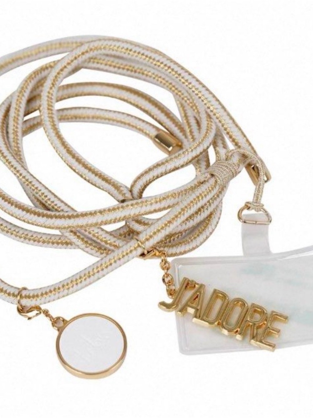 Dior Gold & Cream Braided Cord Phone Strap Holder with J'ADORE Charm